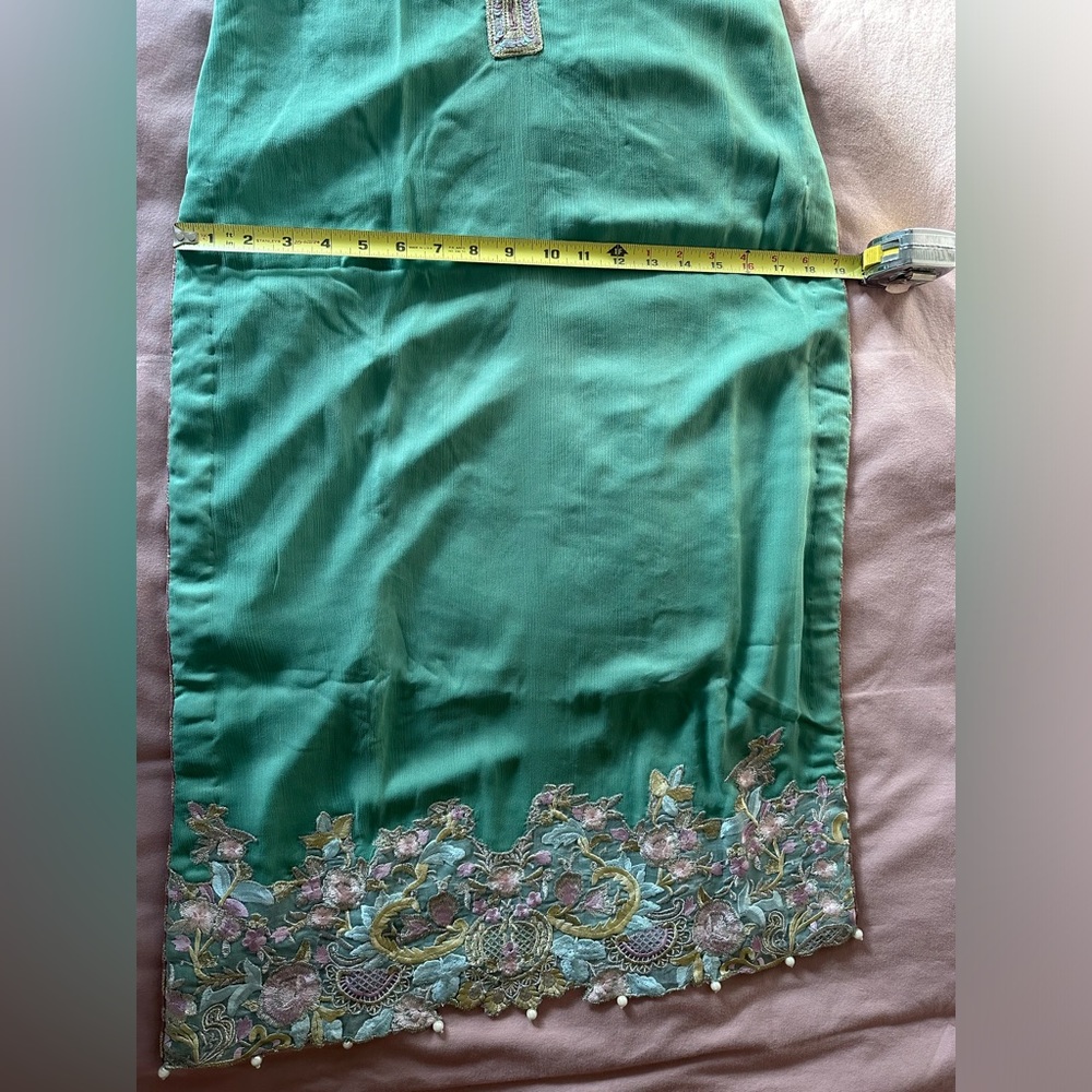 Elegant Sage Green Embroidered Women’s Dress - Picture 5 of 8